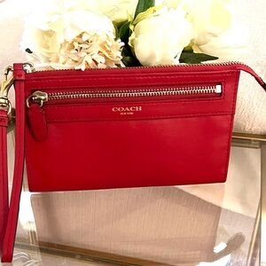Coach Vibrant Red Leather Wristlet